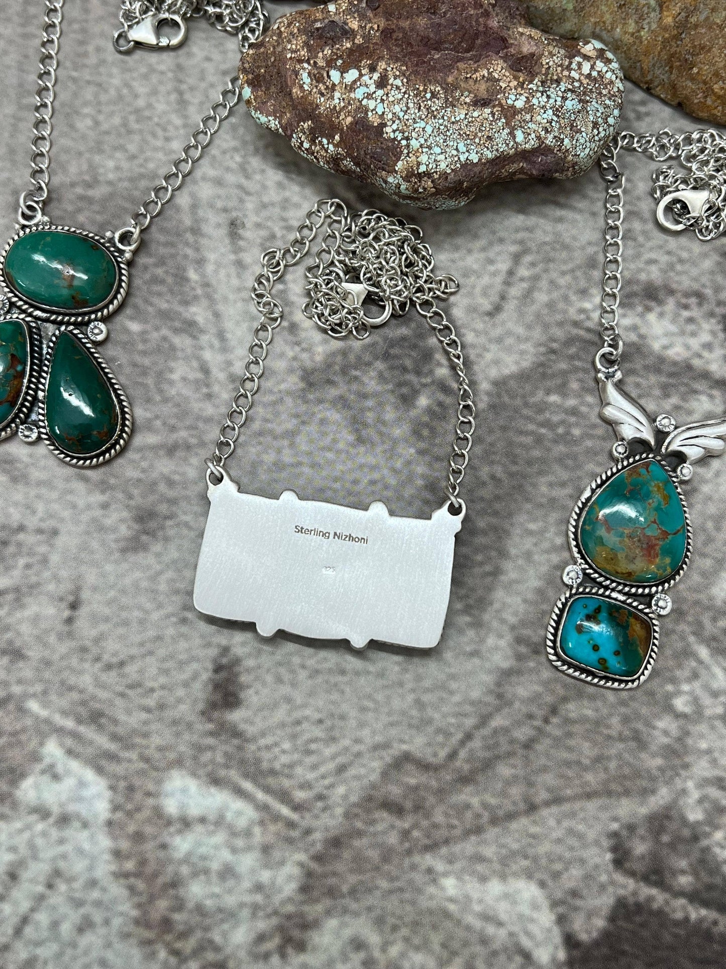 Handmade Sterling Silver Hardy Pit Necklace with Signed Nizhoni: 2