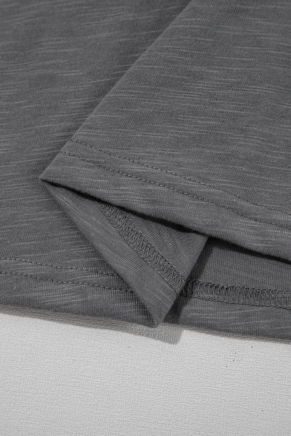 Layered Ruffle Short Sleeve Round Neck Top: Dark Grey