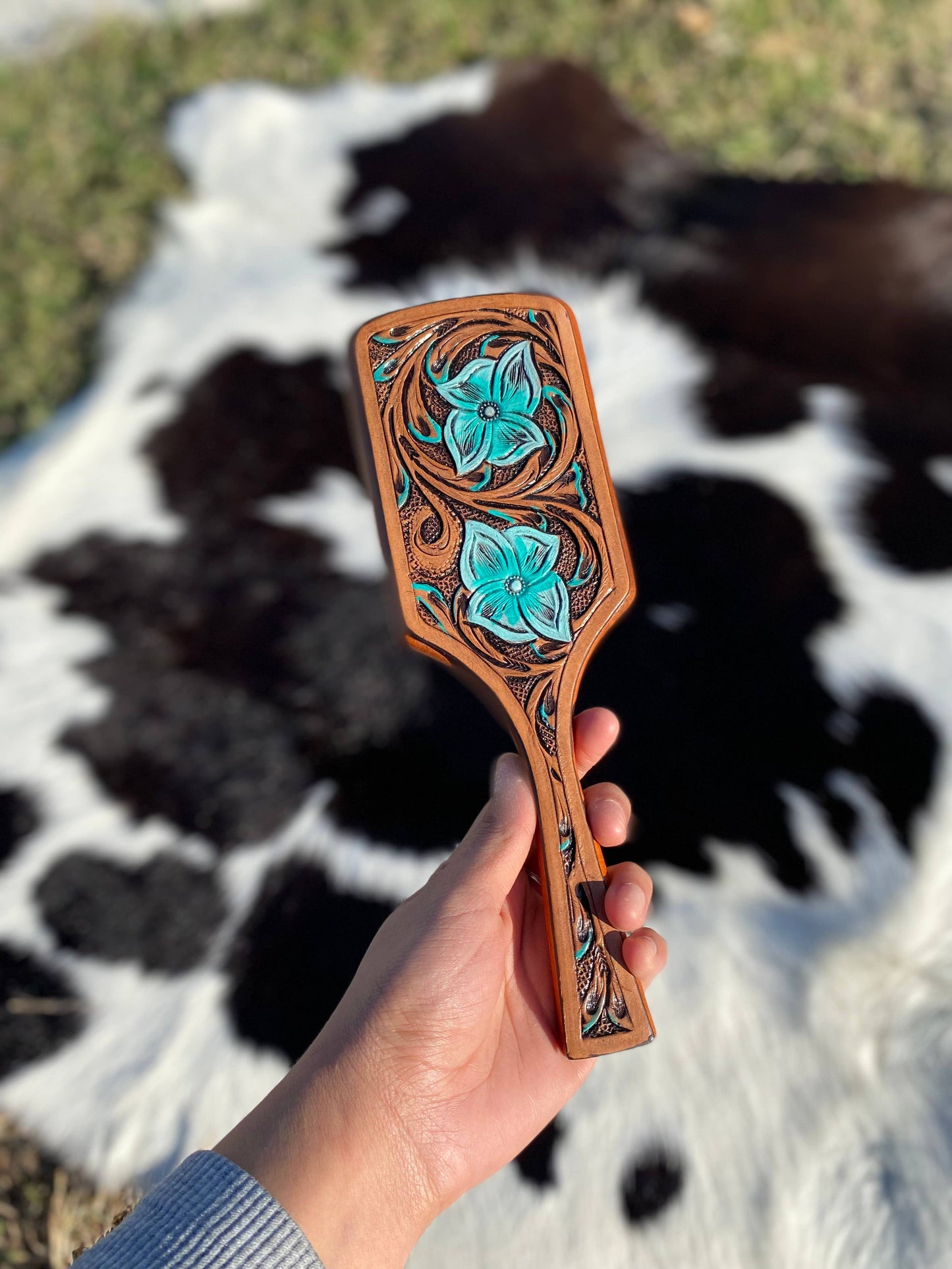 Western Tooled Hair Brushes- 5 Designs : Ace