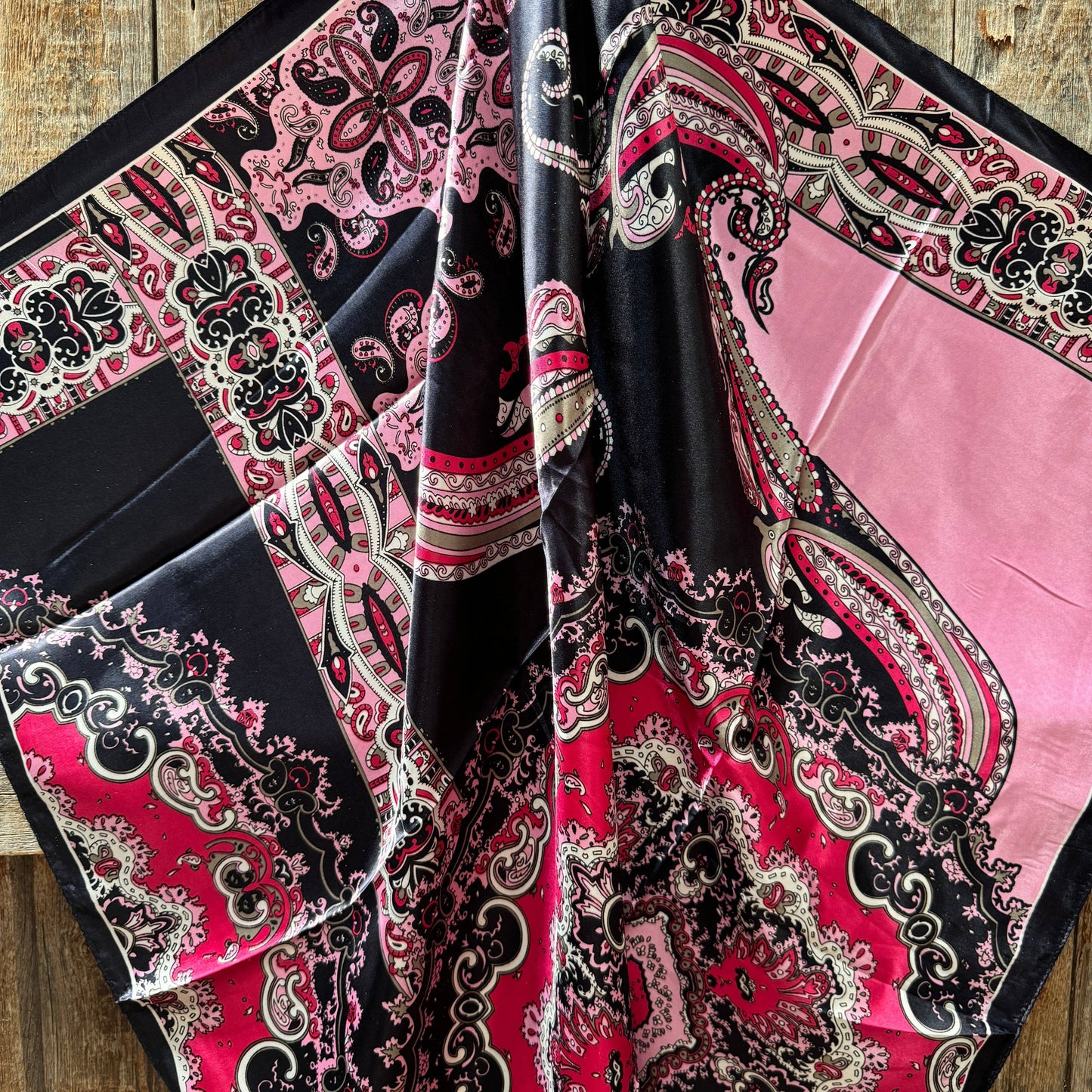 35X35" Pink and Black Wild Rag / Scarf