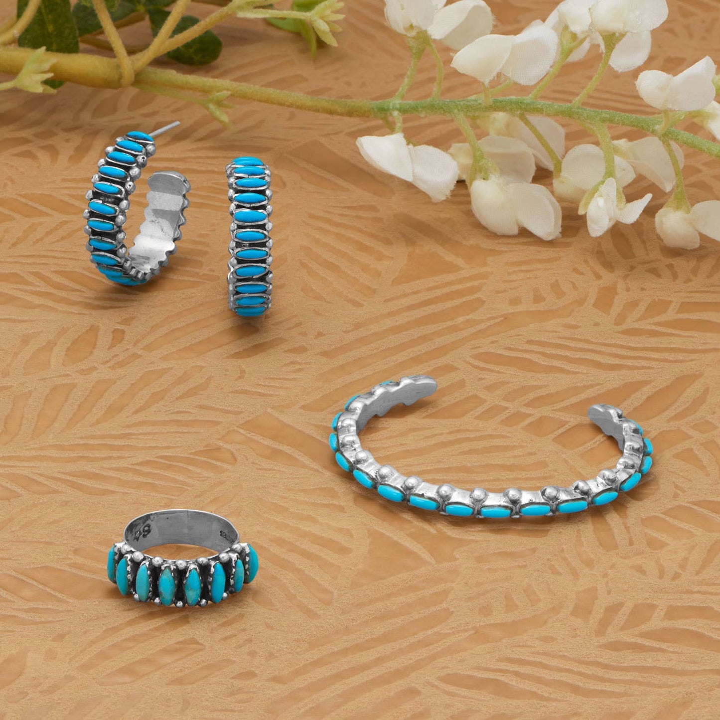 Handmade Oxidized Marquise Turquoise Wide Band Ring: 8