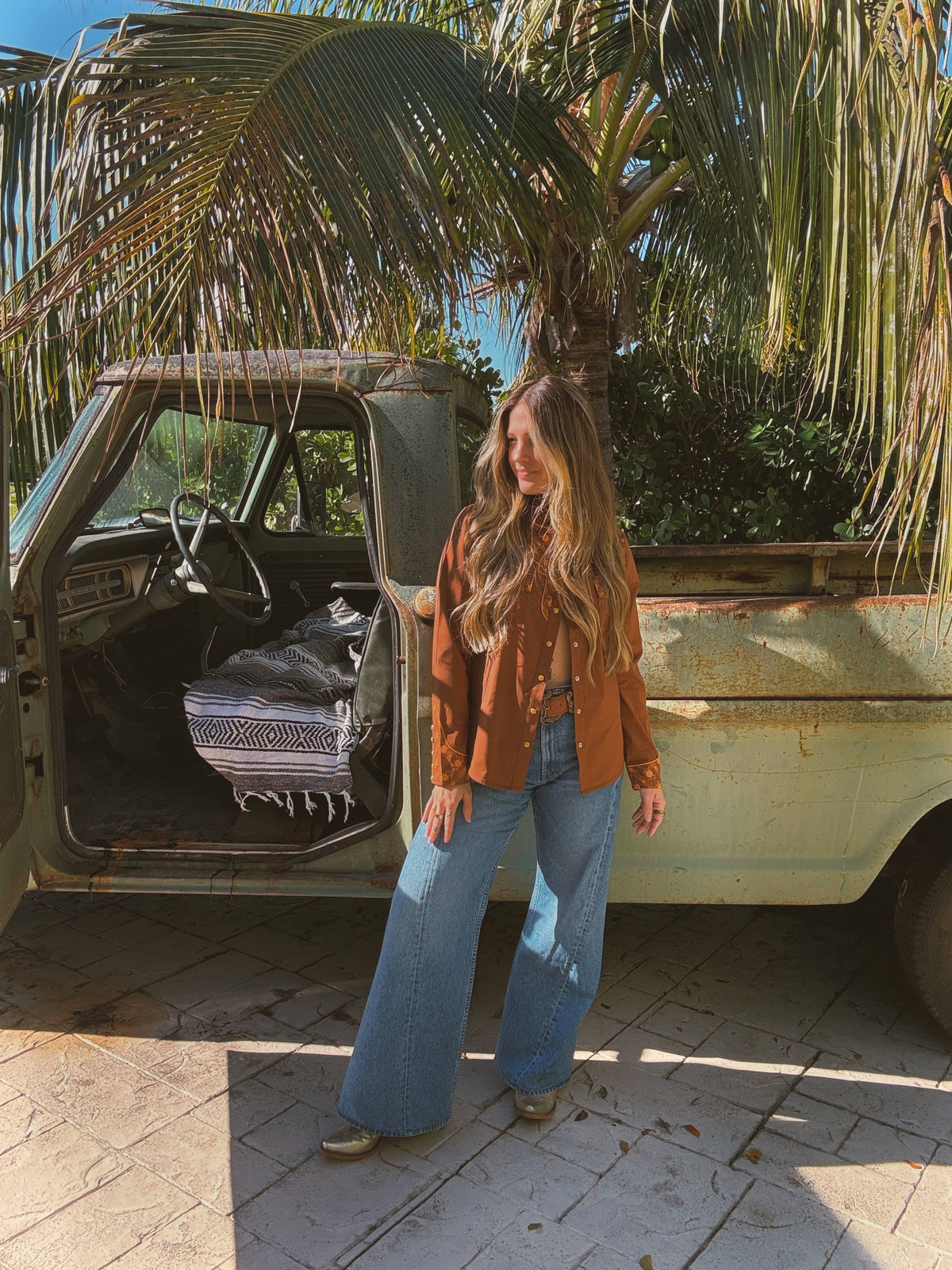 John Wayne Western Pearl Snap Button Up Top In Rust : S