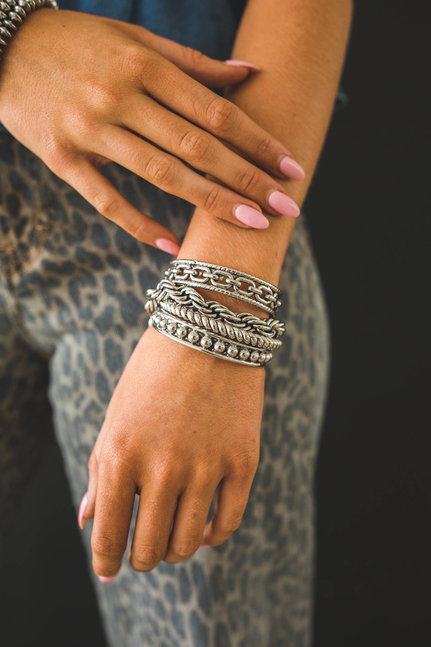 18K Gold Plated Burnished Thick Rope Bracelet with Tog: Silver