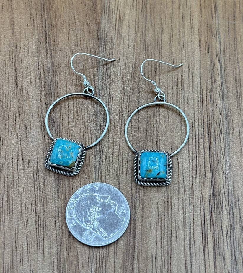 Turquoise Hoop Drop Earring