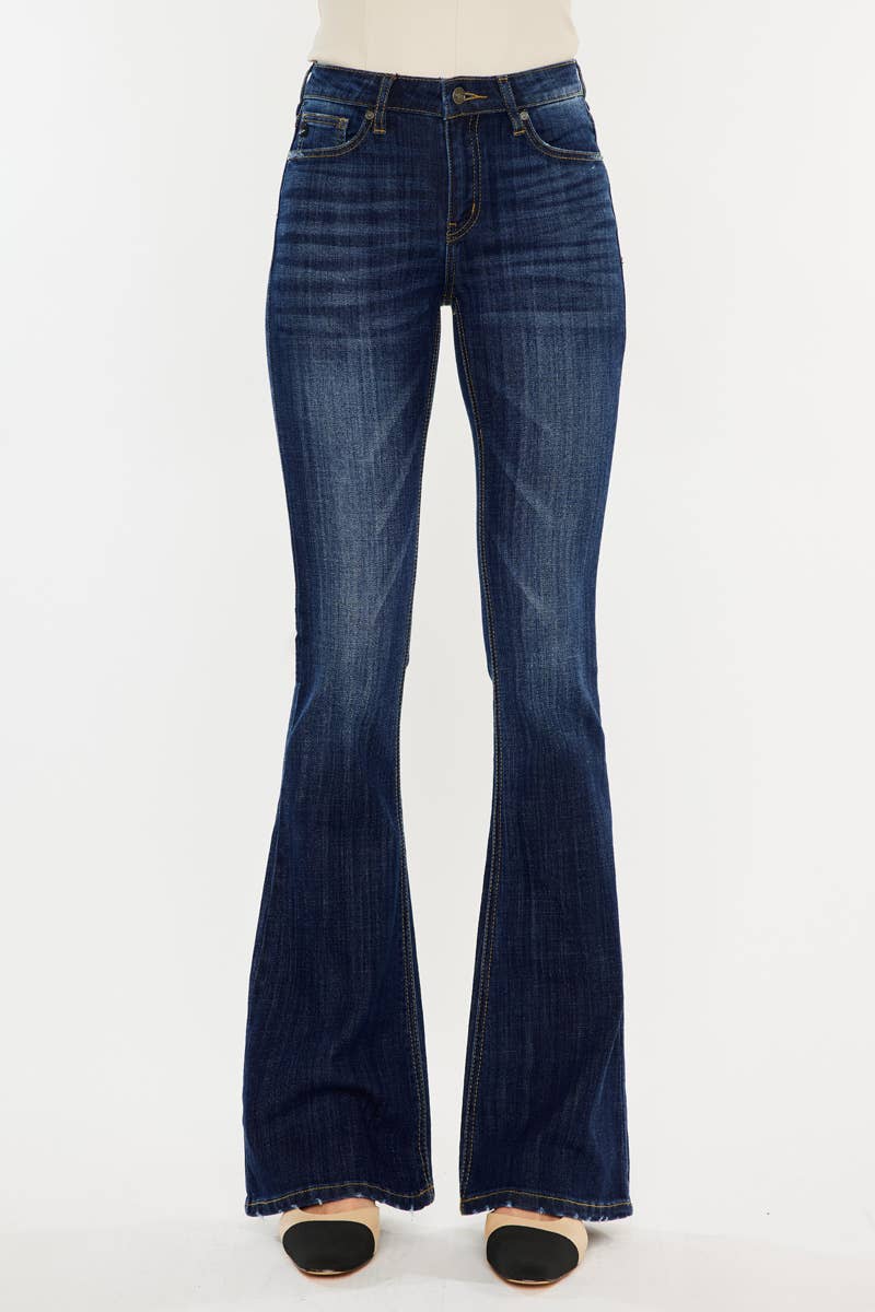 OPEN PACK MID RISE FLARE JEANS-KC6102LOH: DARK / 9/28