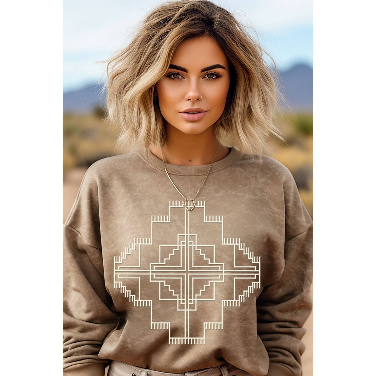 AZTEC PUFF MINERAL GRAPHIC SWEATWHIRTS: Mineral Oatmeal / L