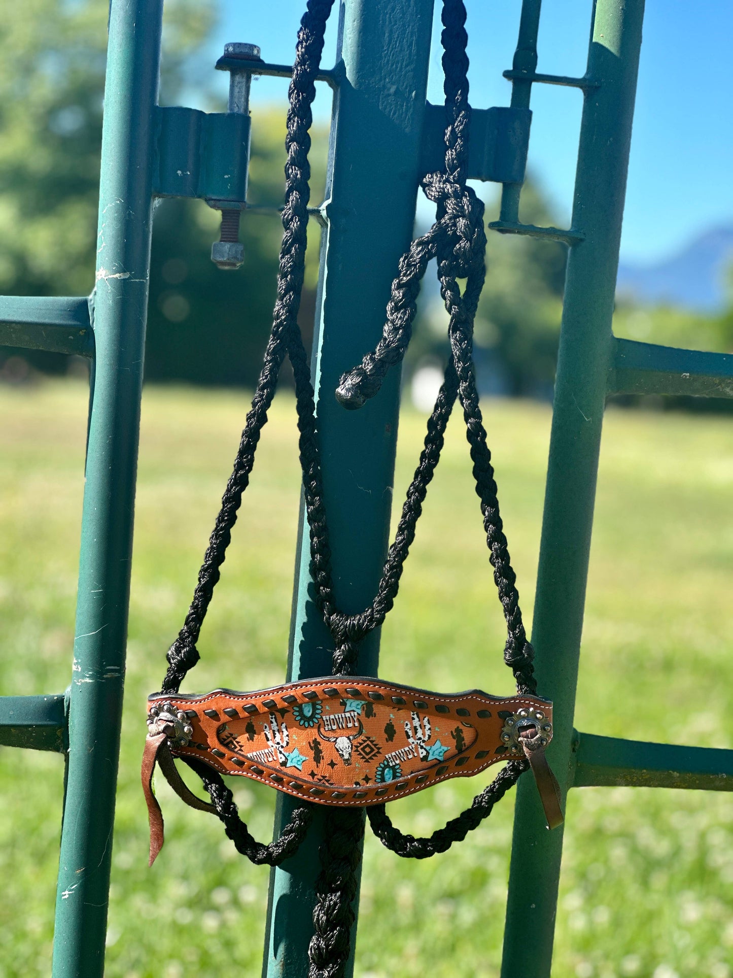 Braided Bronc Halter: Pink Aztec