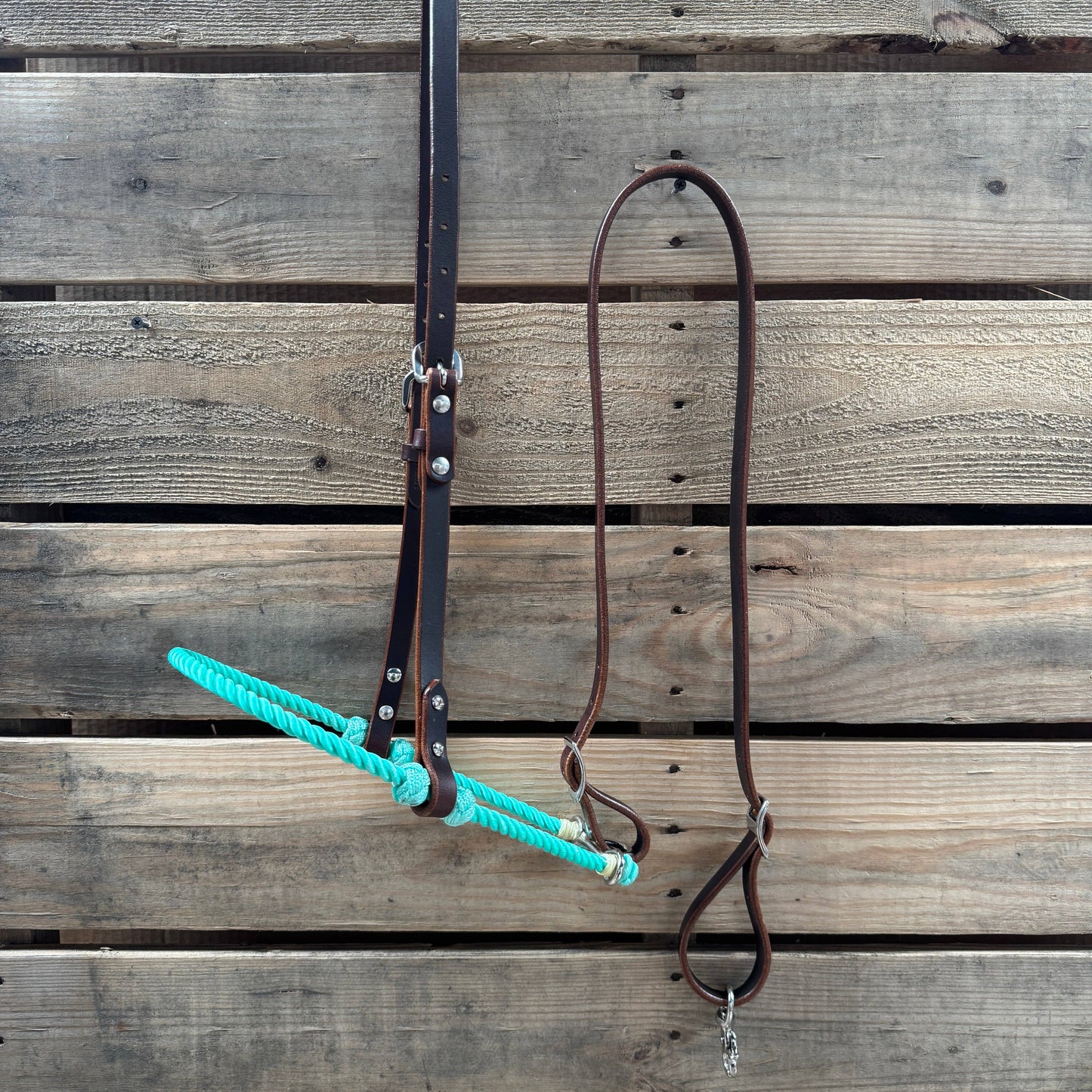 Seafoam Single Rope Noseband Lariat with Leather Hanger #HAN105