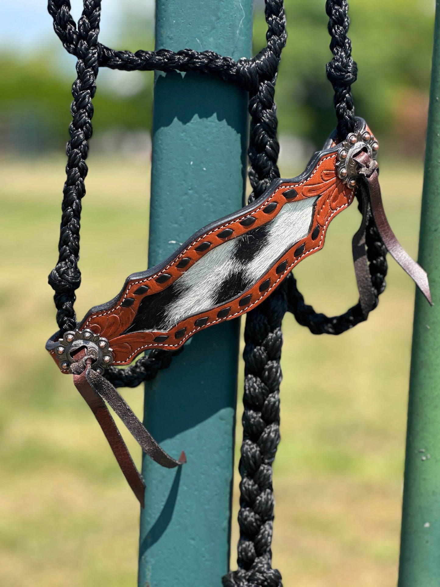 Braided Bronc Halter: Pink Aztec
