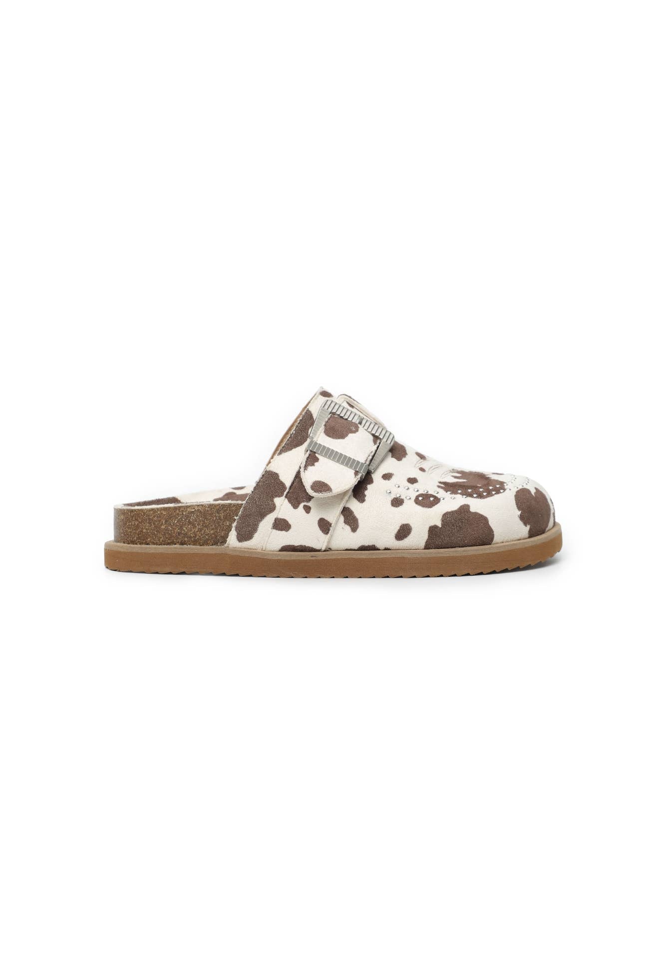 JOSEPHINE WESTERN-INSPIRED CLOSED-TOE CLOG SANDALS: CAMEL