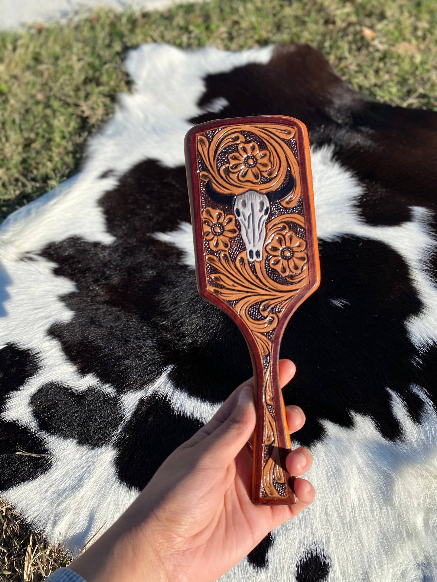 Western Tooled Hair Brushes- 5 Designs : Ace