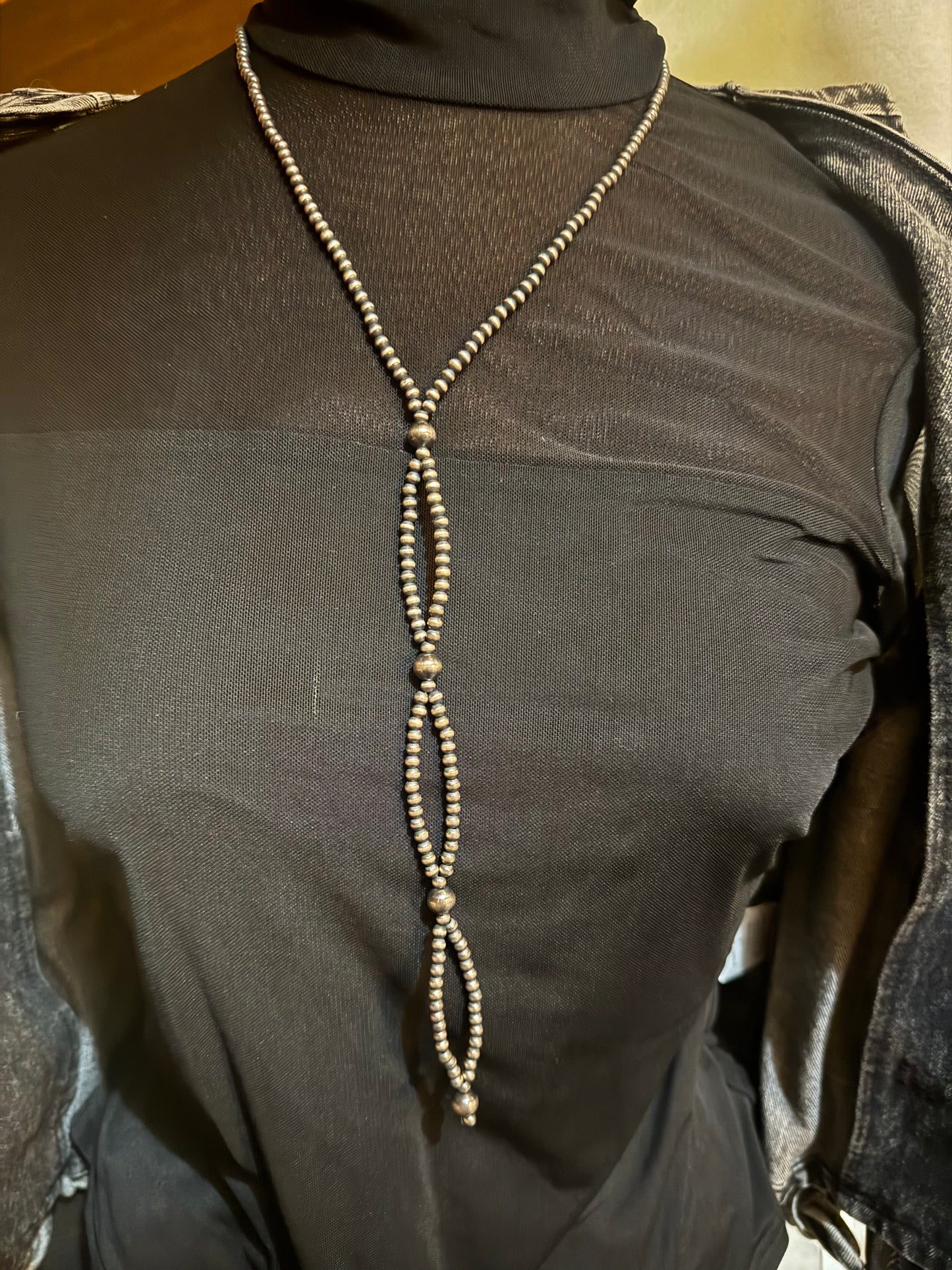 Handstrung Sterling Silver Lariat 20”