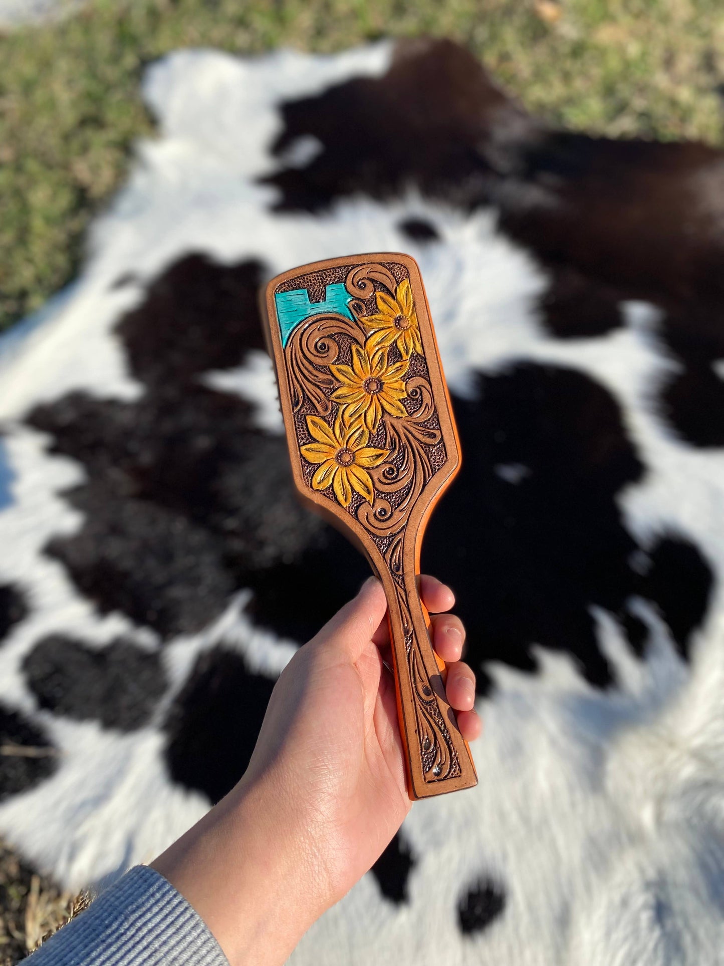 Western Tooled Hair Brushes- 5 Designs : Ace