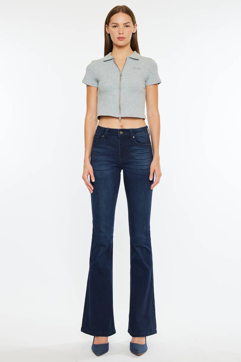 OPEN PACK MID RISE FLARE JEANS-KC6102D-OP: DARK / 7/27