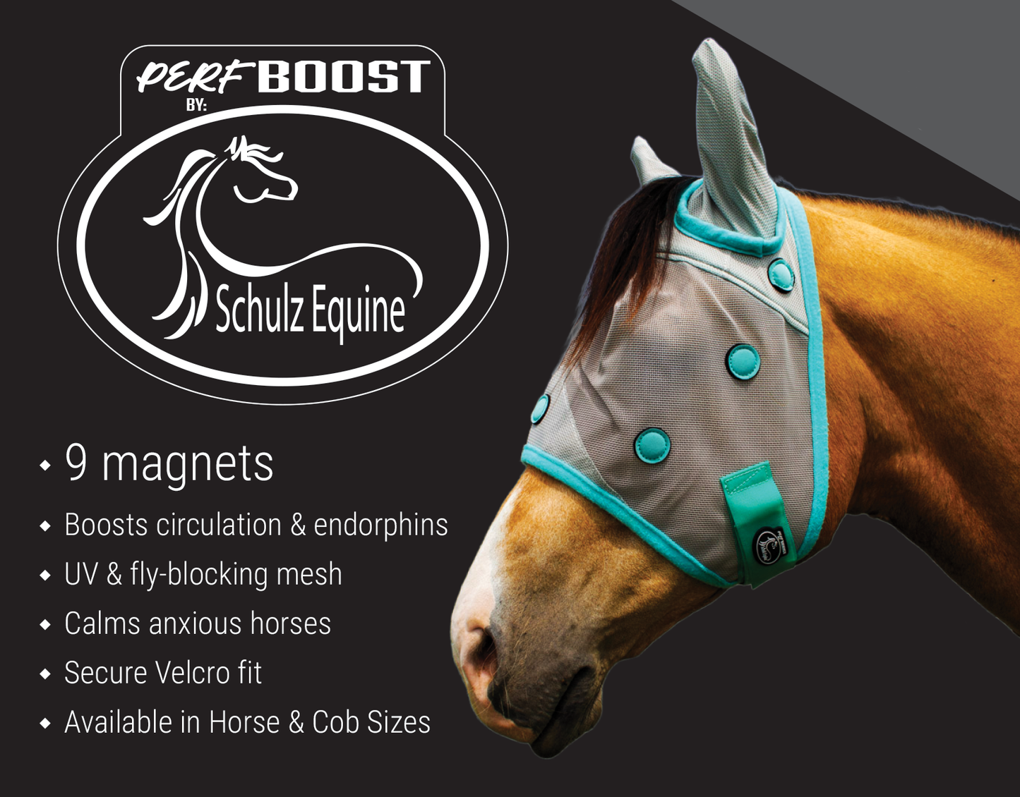 Perf Boost by Schulz Equine Magnetic Fly Mask: Horse