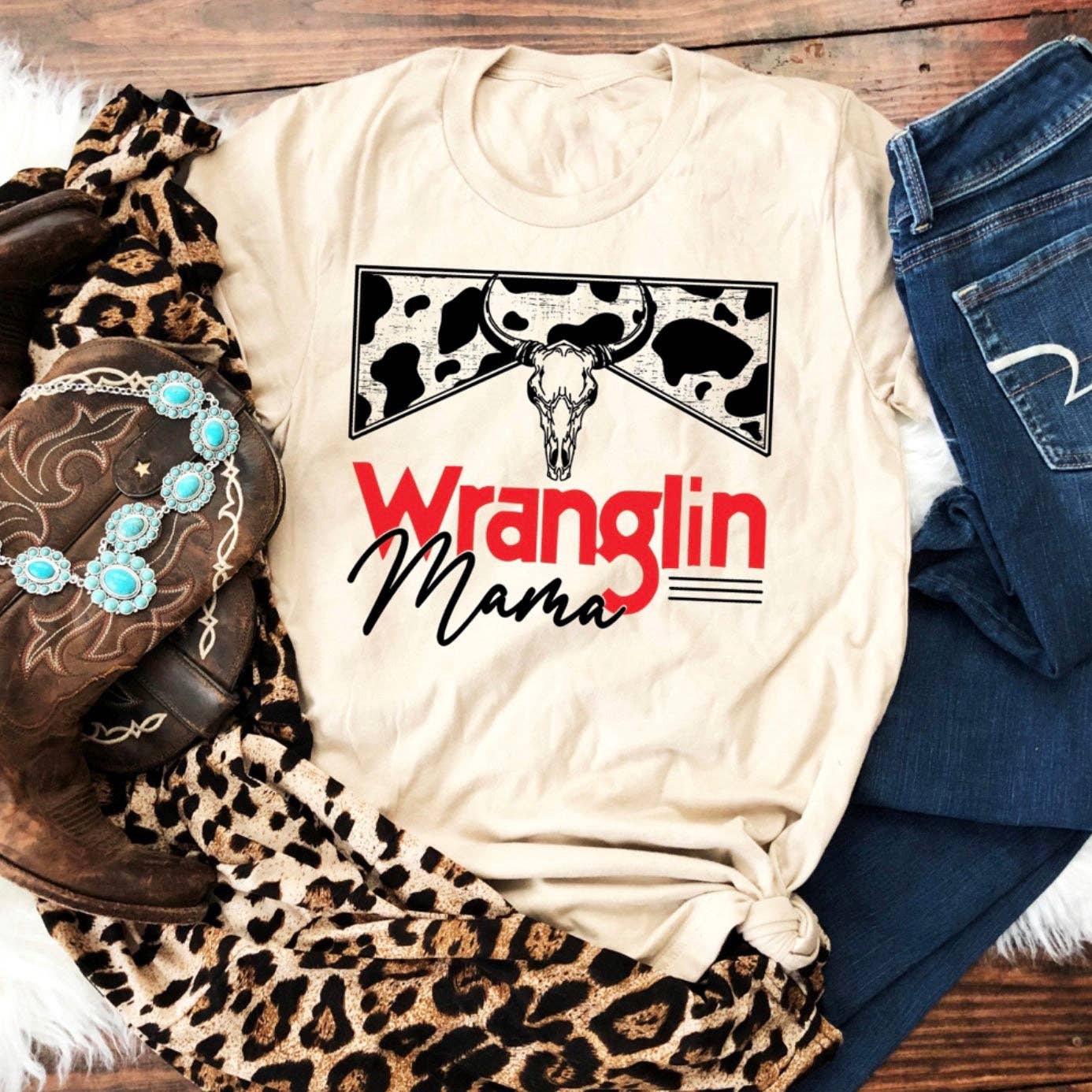 Wranglin Mama: Natural / Bella+Canvas