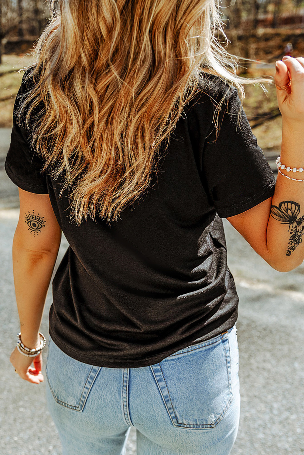 Black Western Fashion Boot Stitch T Shirt: Black / S