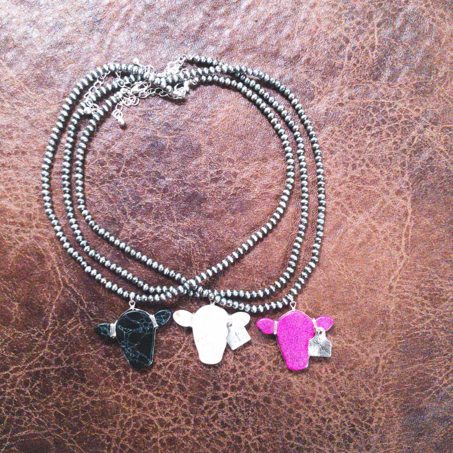 Natural Cow Head Pendant Western Cattle Brand Necklace