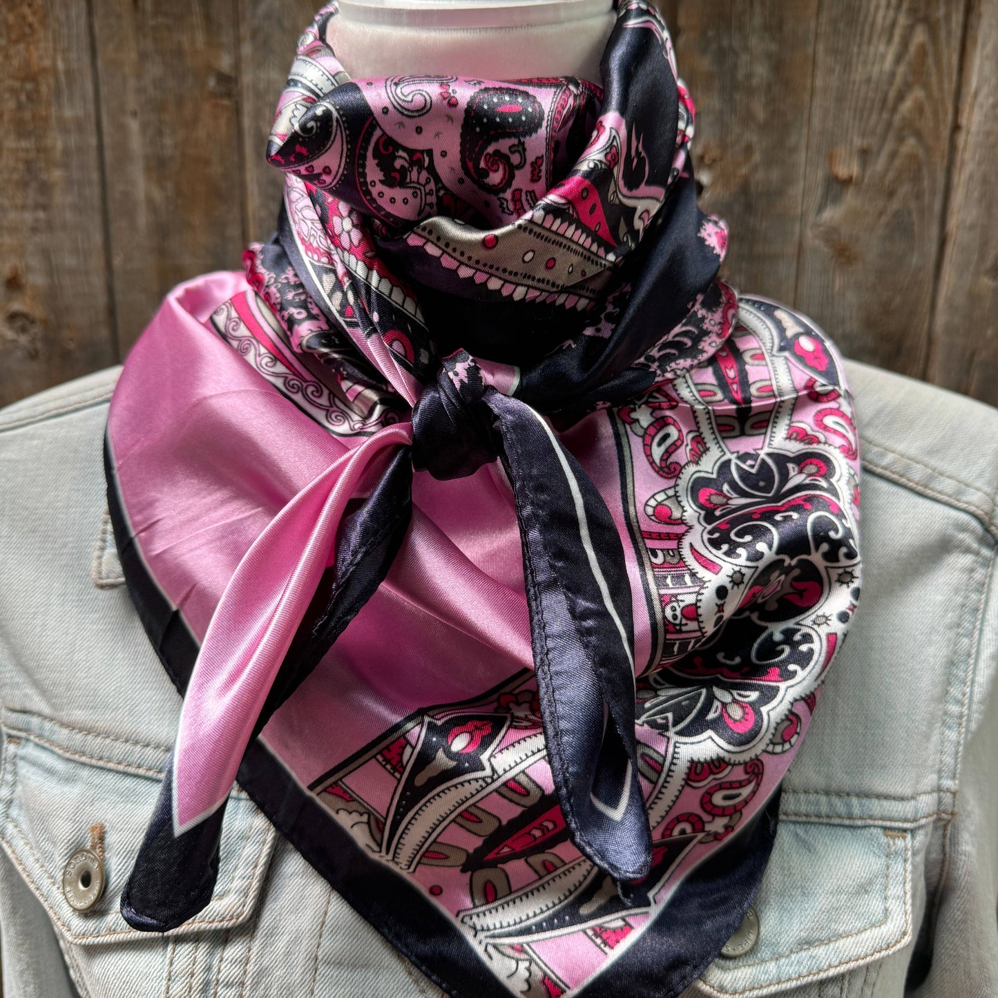 35X35" Pink and Black Wild Rag / Scarf