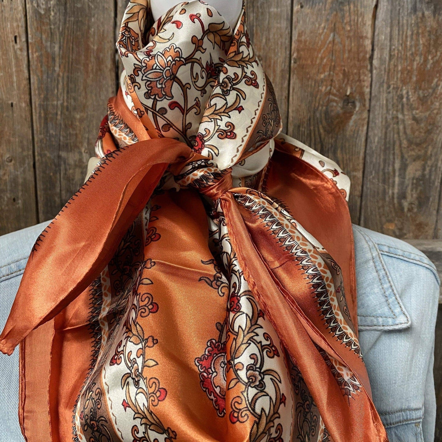 35X35" Burnt Orange & Tan Wild Rag / Scarf