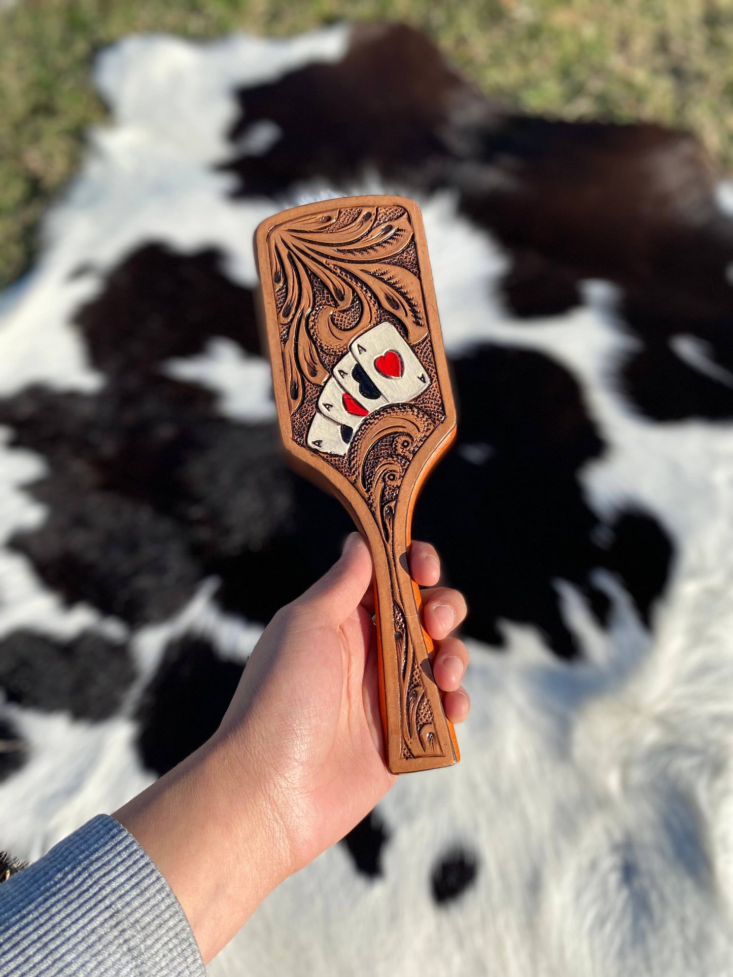 Western Tooled Hair Brushes- 5 Designs : Ace
