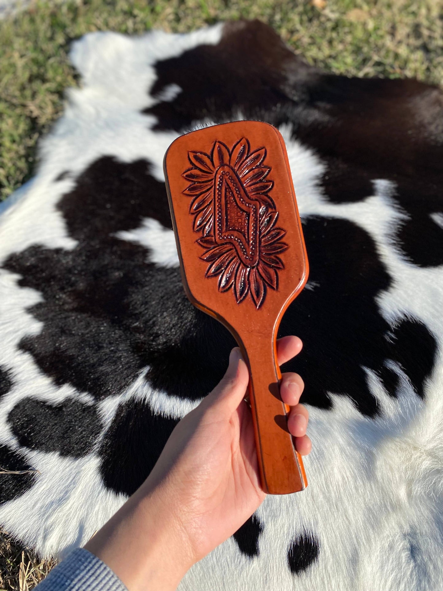 Western Tooled Hair Brushes- 5 Designs : Ace