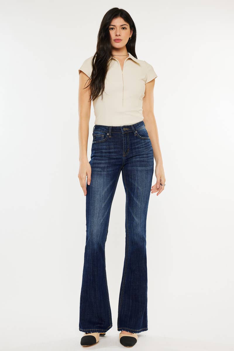 OPEN PACK MID RISE FLARE JEANS-KC6102LOH: DARK / 7/27