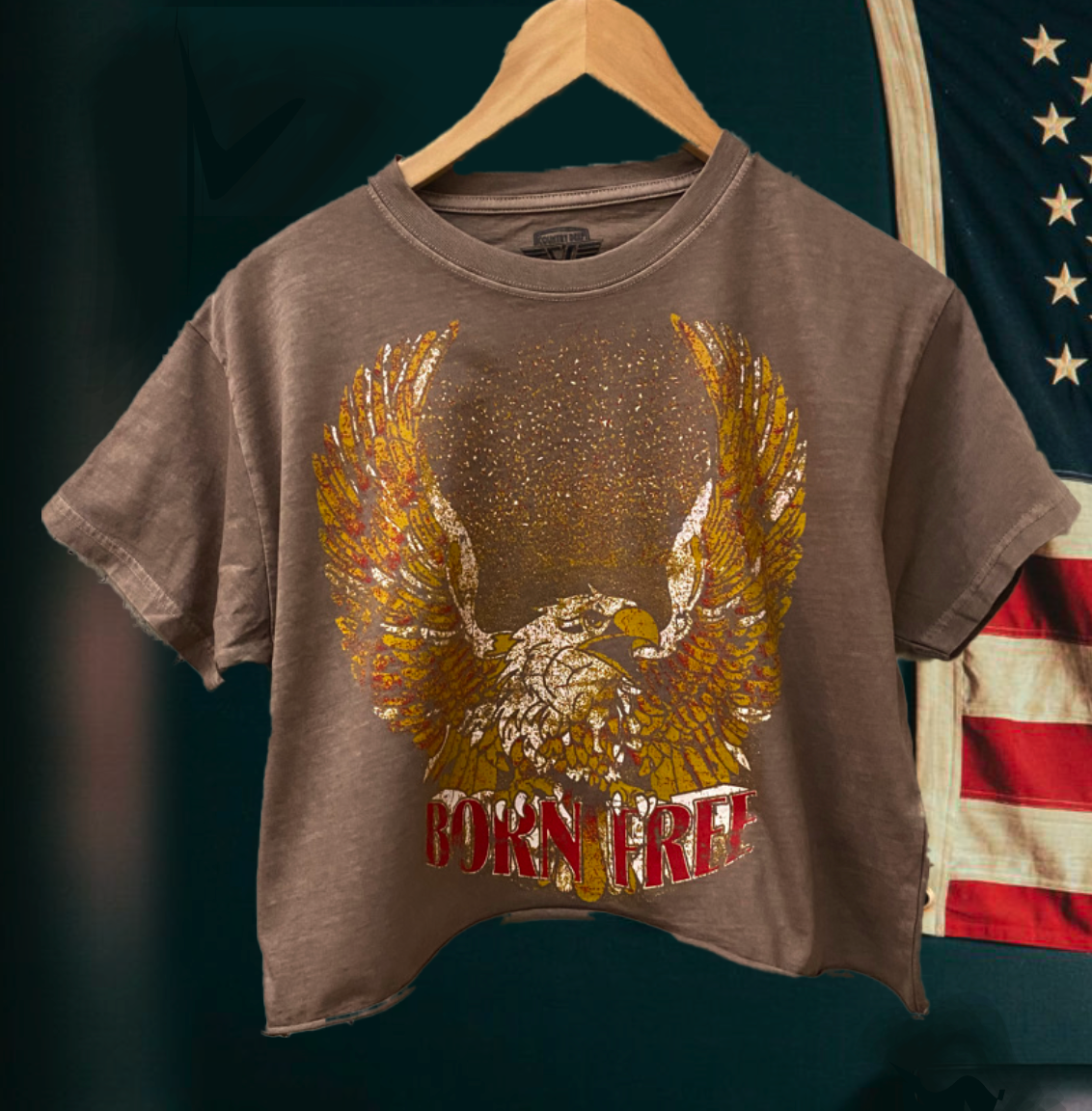 Born Free Relaxed Crop T-shirt  : Medium Faded Brown