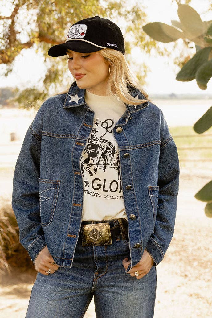Saddle Up Cowgirl Denim Jacket: L/XL