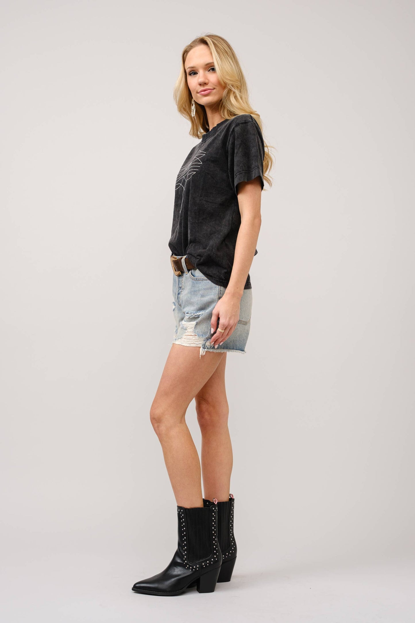 Boots Embroidered Washed Graphic T-Shirt: WASHED BLACK