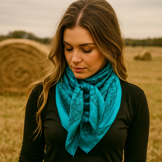 35X35" Teal Jacquard Wild Rag / Scarf