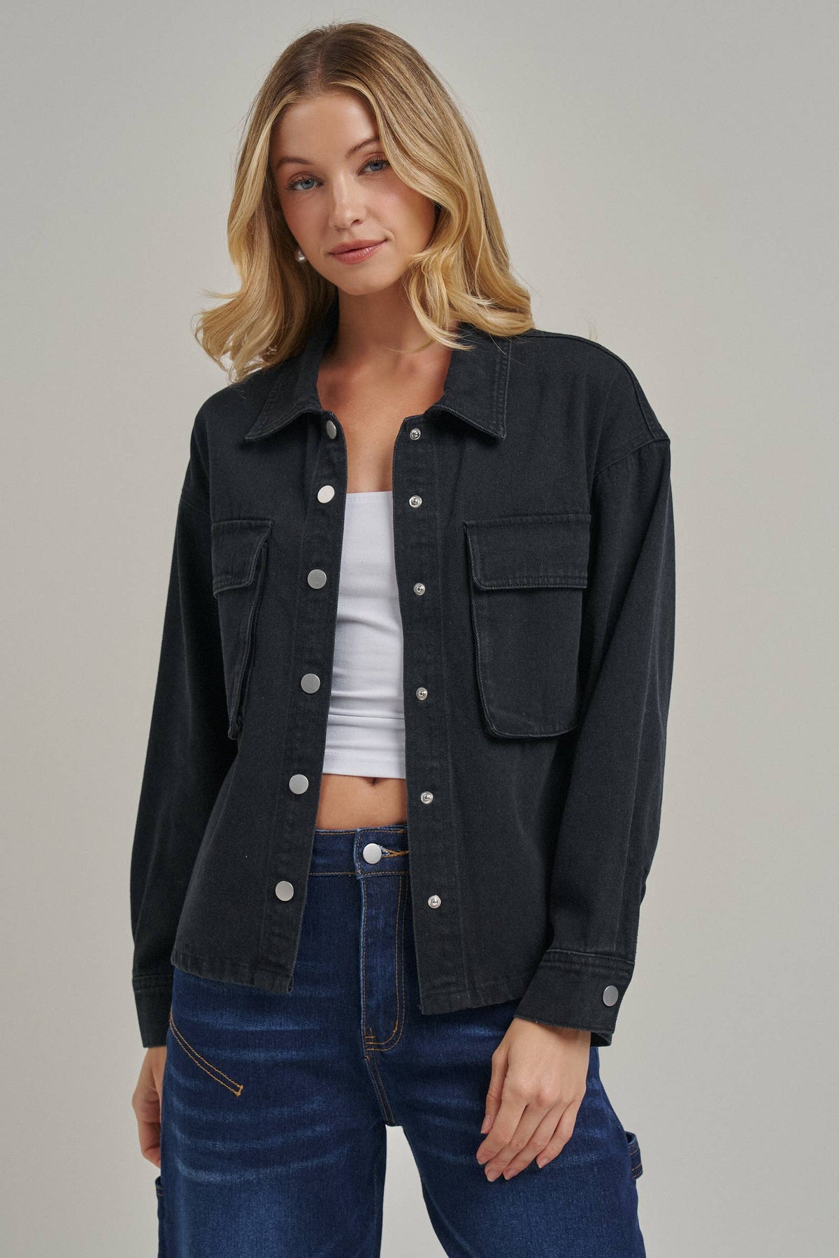 VINTAGE WASHED WESTERN INSPIRED SHACKET _JLT00321-03: VINTAGE TAUPE / S-M-L(2-2-2)