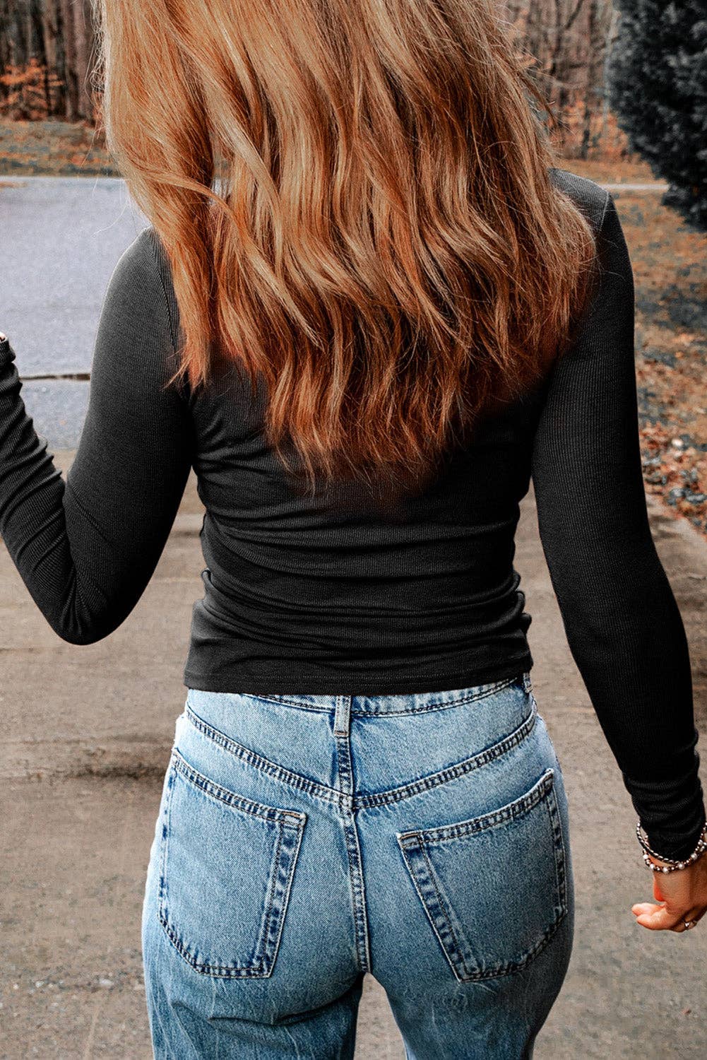Ribbed Peekaboo Cutout Top: Brown