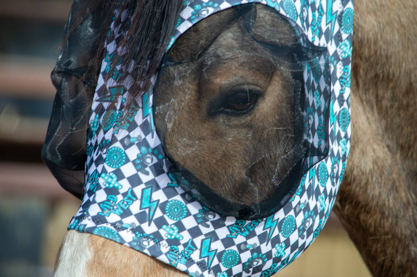Lycra Fly Mask: Turquoise Glass / Cob