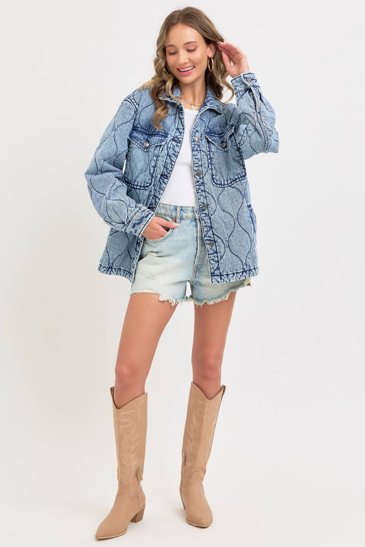 QUILTED DENIM JACKET : DENIM BLUE / Contemporary / L