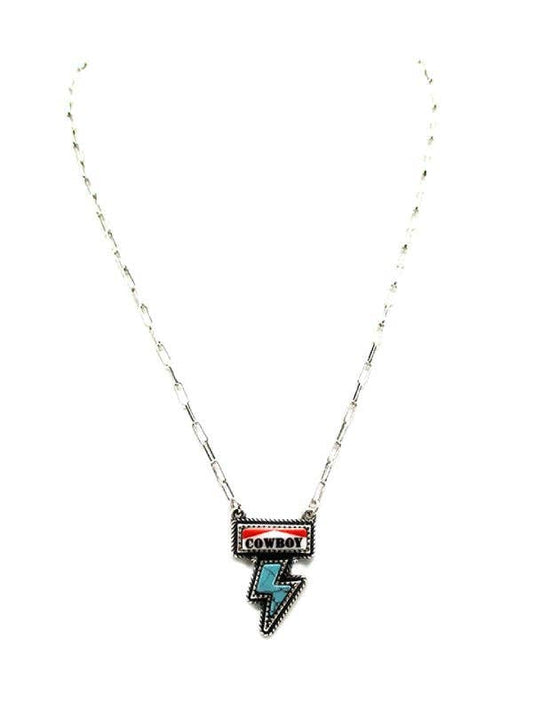 Western Turquoise Lighting Cowboy Pendant Necklace