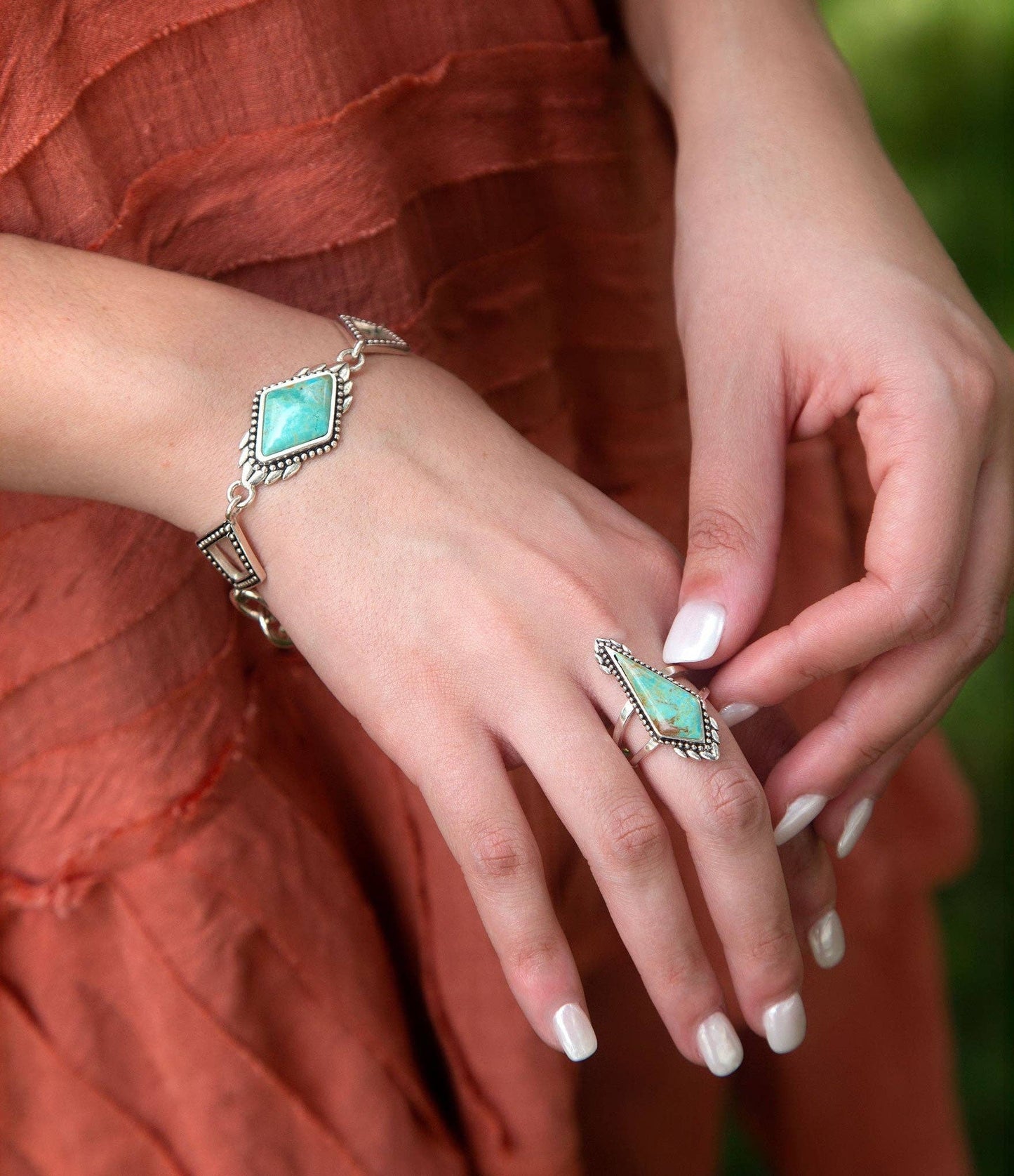Anemone Turquoise and Sterling Silver Statement Turquoise Ring: 9