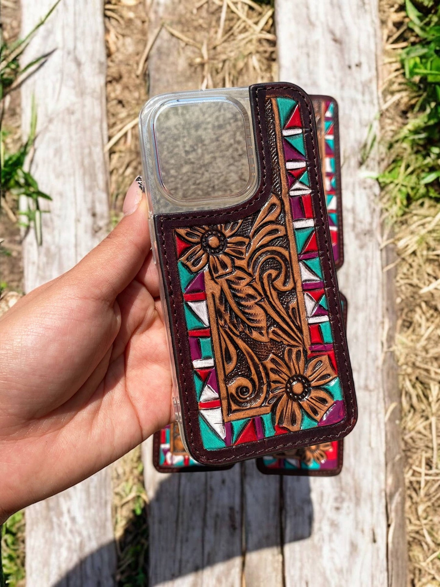 Aztec Leather iPhone Case: 15 Pro