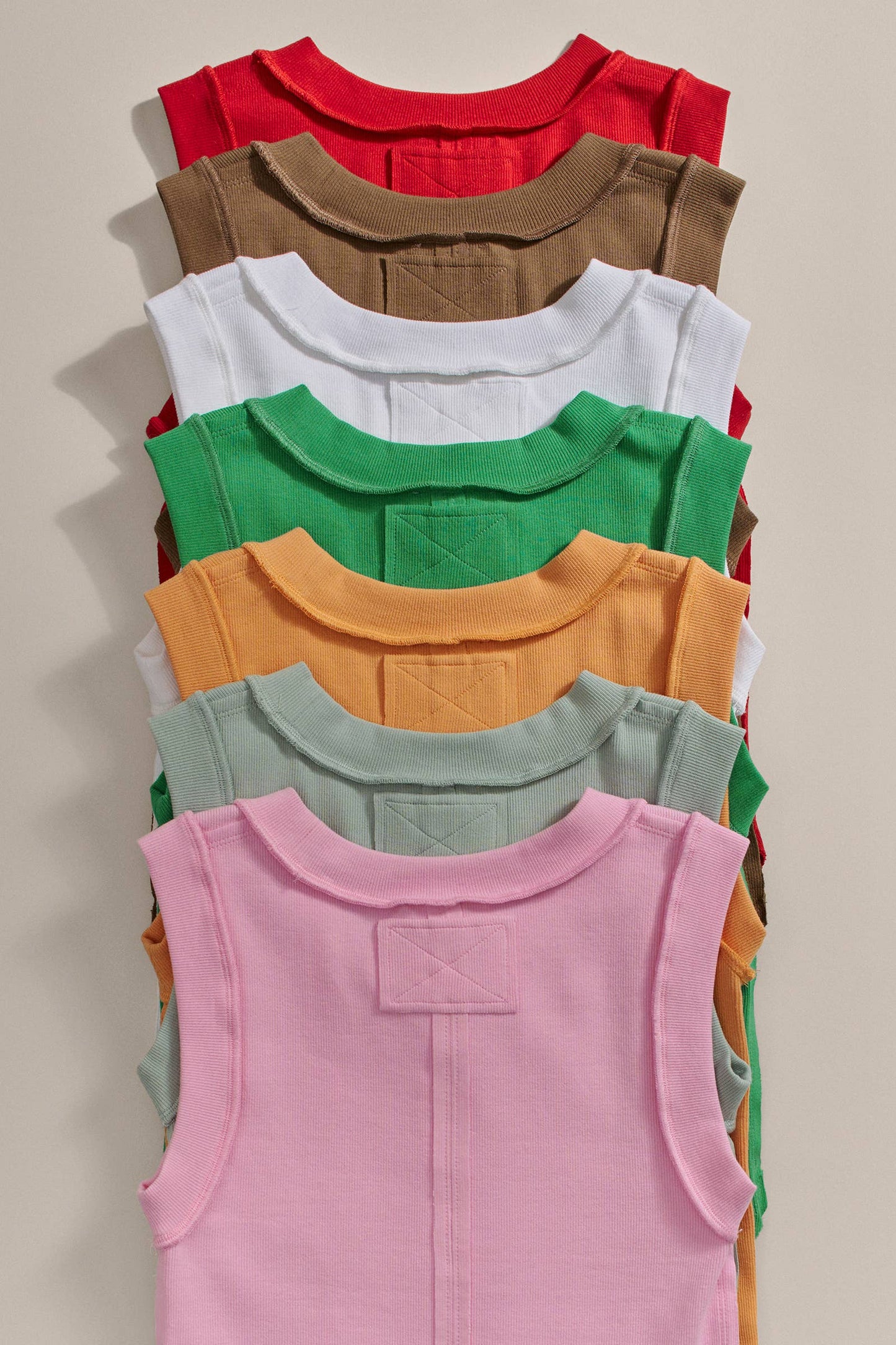 Ribbed Slim Fit Sleeveless Tank Top: Pink / S-2/M-2/L-2
