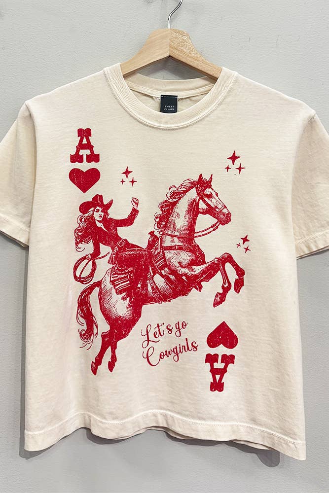 Cowgirl Playing Card Tee : IVORY / CROPPED / M