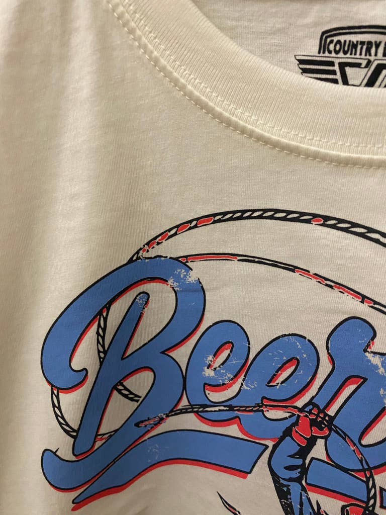 Beer Me Rodeo  relaxed Crop T-shirt : Medium Natural