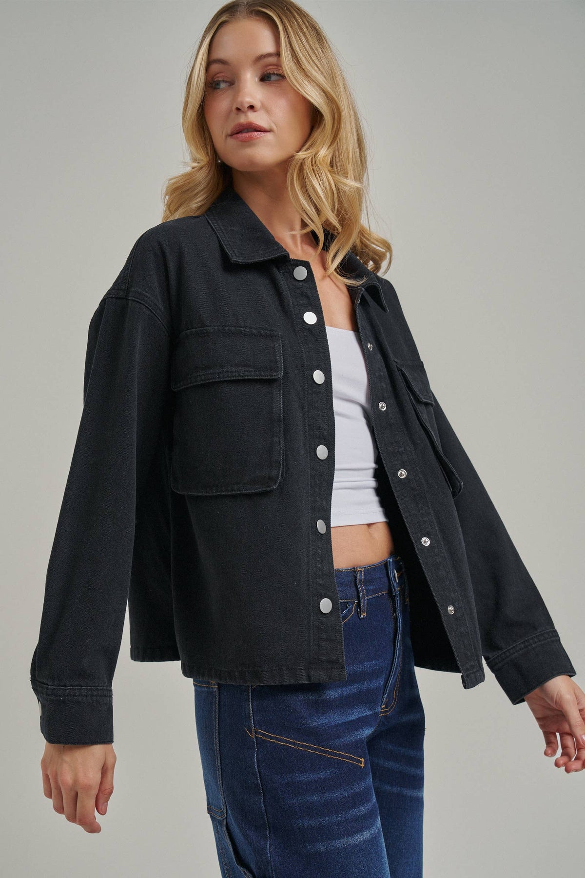 VINTAGE WASHED WESTERN INSPIRED SHACKET _JLT00321-03: VINTAGE TAUPE / S-M-L(2-2-2)