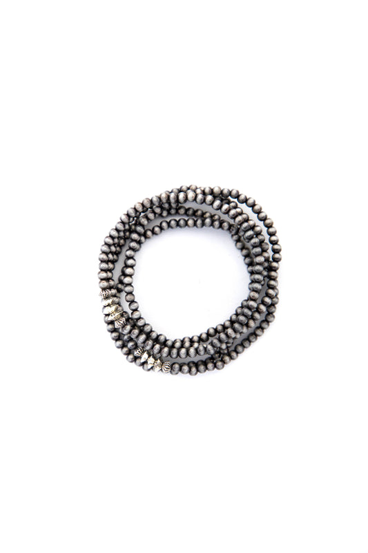5 Strand Faux Navajo Pearl Bracelet w/ Silver Accents