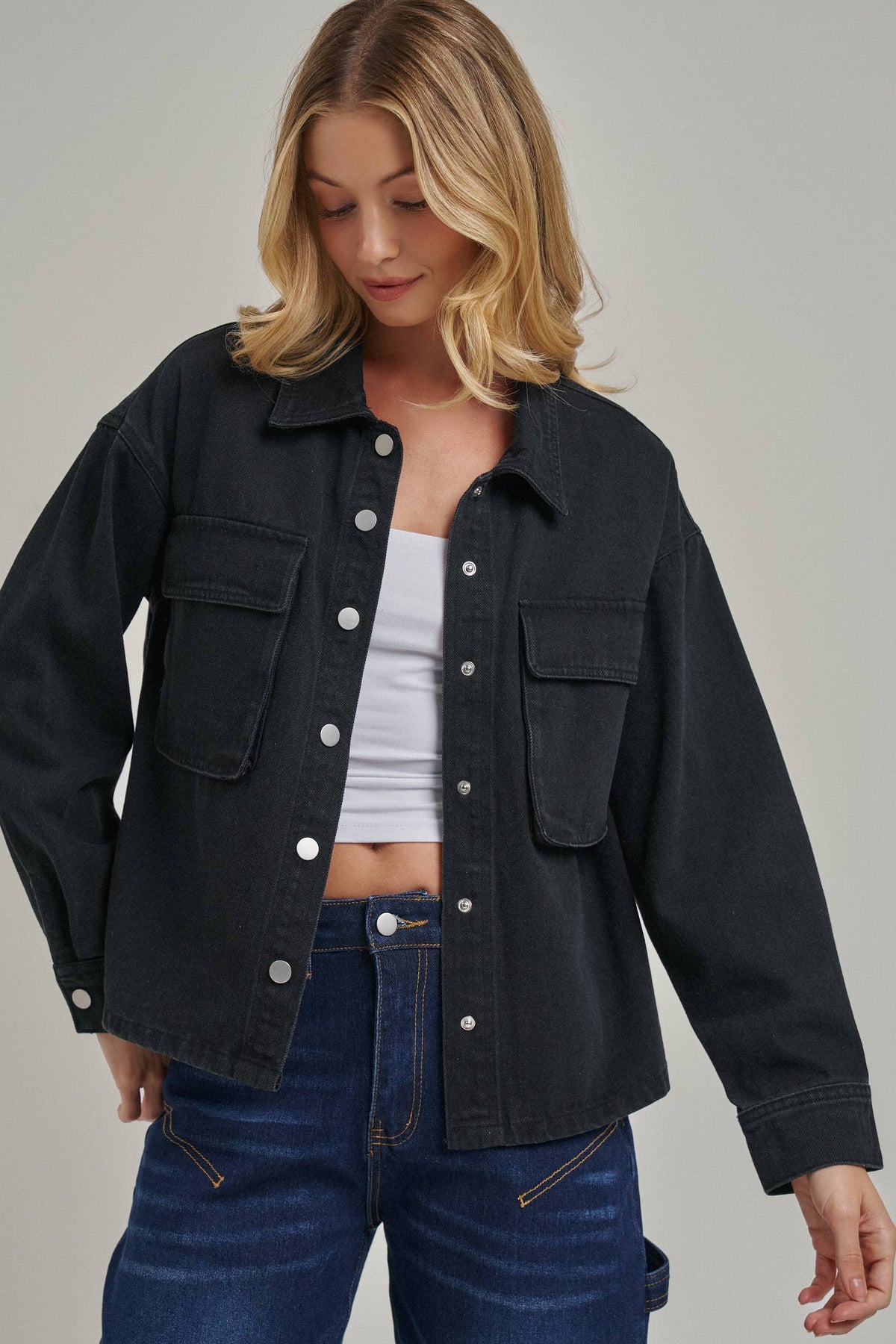VINTAGE WASHED WESTERN INSPIRED SHACKET _JLT00321-03: VINTAGE TAUPE / S-M-L(2-2-2)