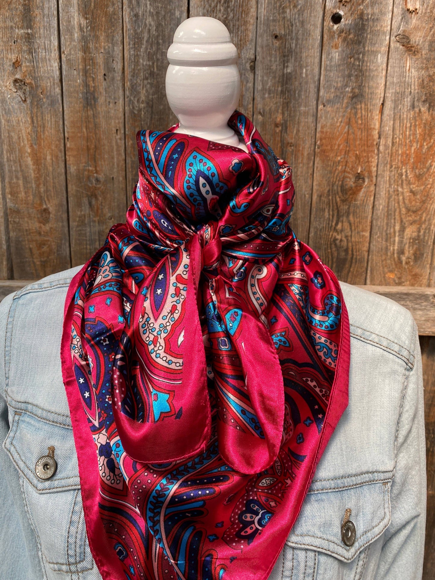 35X35"  Pink Hippie Paisley Wild Rag/Scarf