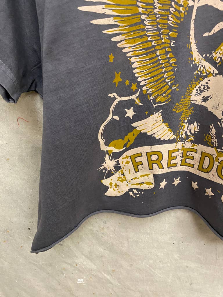 Freedom Vintage Relaxed Crop T-shirt  : Small Charcoal
