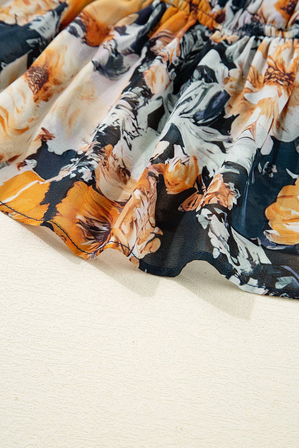 Floral Off Shoulder Bell Sleeve Smocked Peplum Top