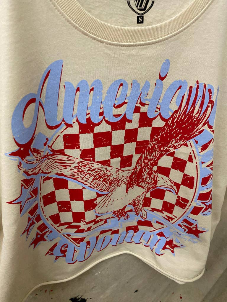American Woman Relaxed Crop T-shirt: Medium Natural