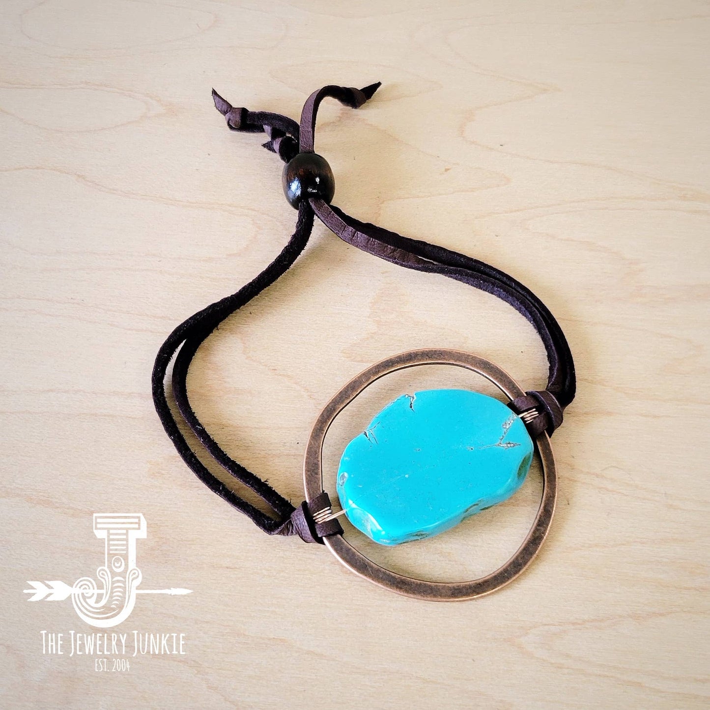 Turquoise Bracelet w/ Stone Slab & Adjustable Ties