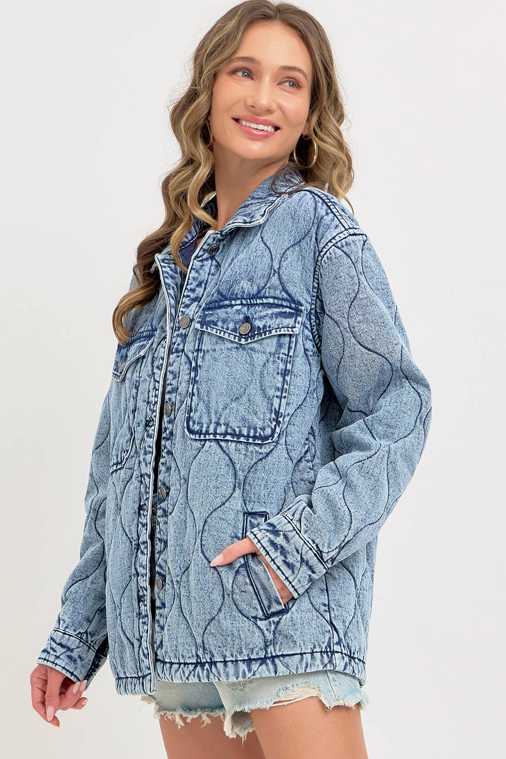 QUILTED DENIM JACKET : DENIM BLUE / Contemporary / M